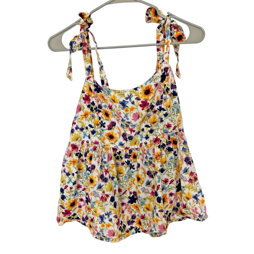 Old Navy Womens Crop‎ Babydoll Top Size M Floral Smocked Fairy Boho Festival Y2K